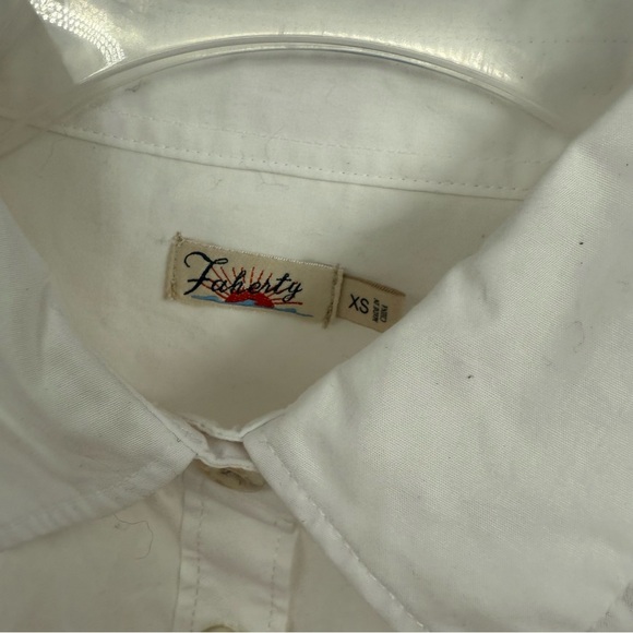Faherty Shirt Women’s Size XS Top Cotton Button Up Collared White Long Sleeve - Picture 6 of 10